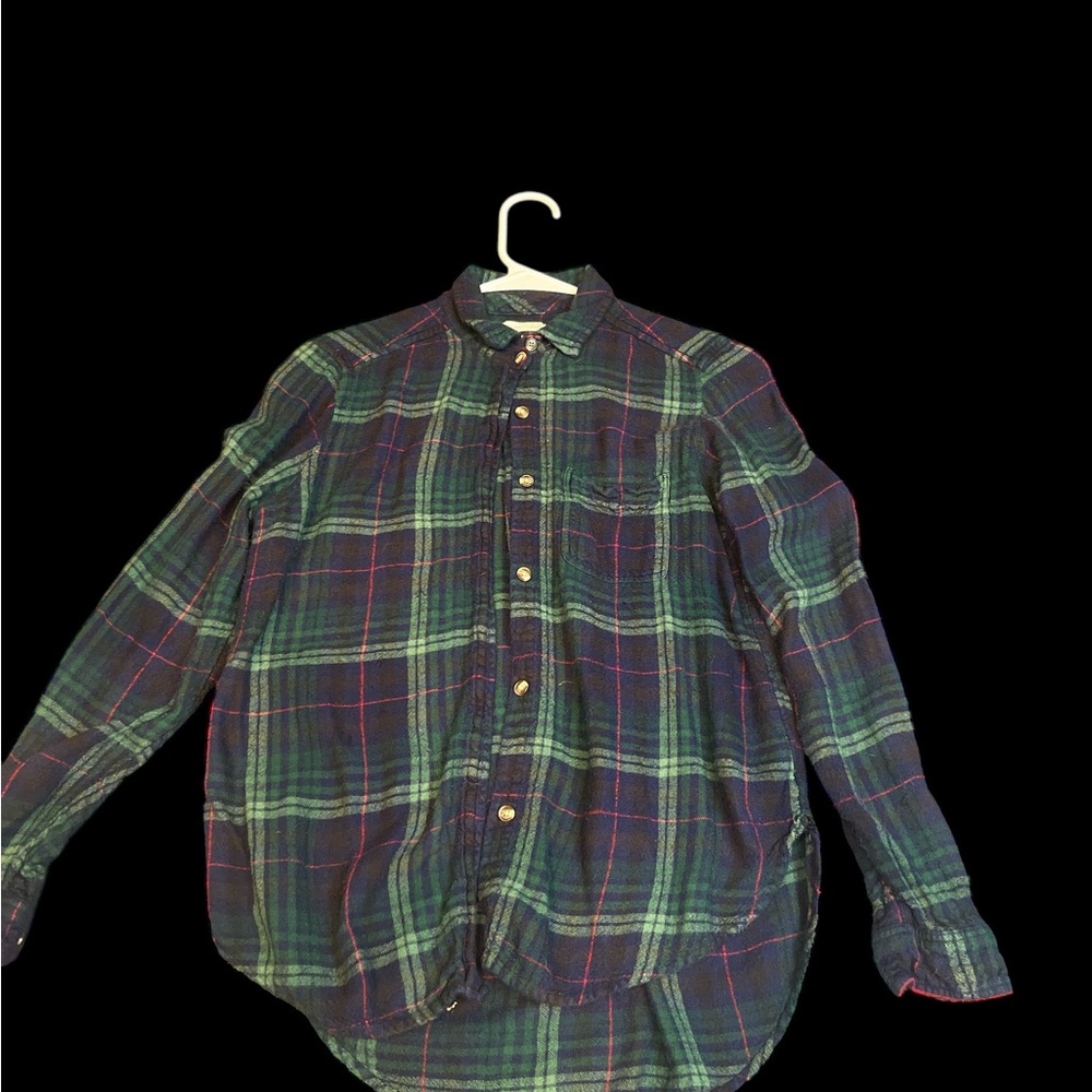 American Eagle Outfitters Green and Blue Casual Button Down Shirt